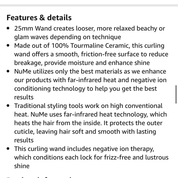 NuMe tourmaline curler wand for hair; pink - Picture 4 of 8